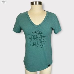United By Blue The Mountains Are Calling V-neck Tee Shirt Organic Cotton M